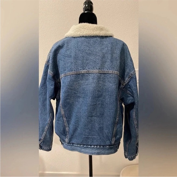 Levis Jacket Mens XL Blue Denim Jean Sherpa Lined Premium Western Trucker NWT - Picture 4 of 6